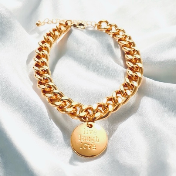 Live Love Laugh Medallion Chain Link Ankle Bracelet - Picture 7 of 7